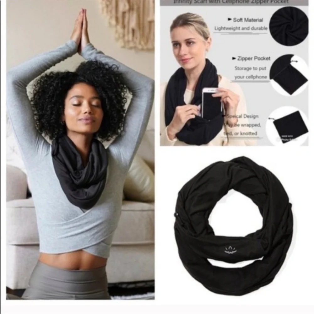 Beyond Yoga Black Scarf with Logo